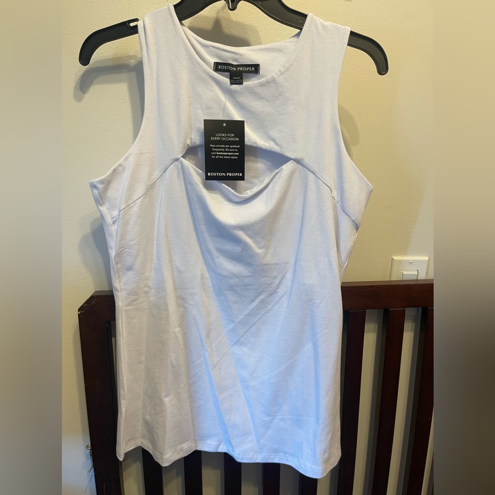 Boston Proper So Sexy Sleeveless cutout tank top. White NWT